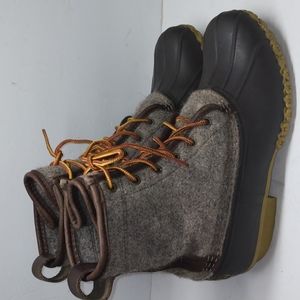 L L  Bean Women’s Duck Boots Unusual Grey Wool Top: Comfortable